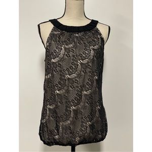 Wrapper Lace Tank Top Black White Size M